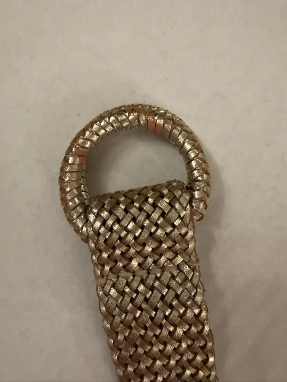 J. Crew Metallic Gold Woven Double-Ring Belt Vintage - Picture 7 of 12